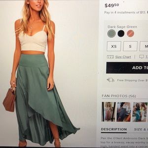 O’Neill Sage Green High-low Skirt From Lulus